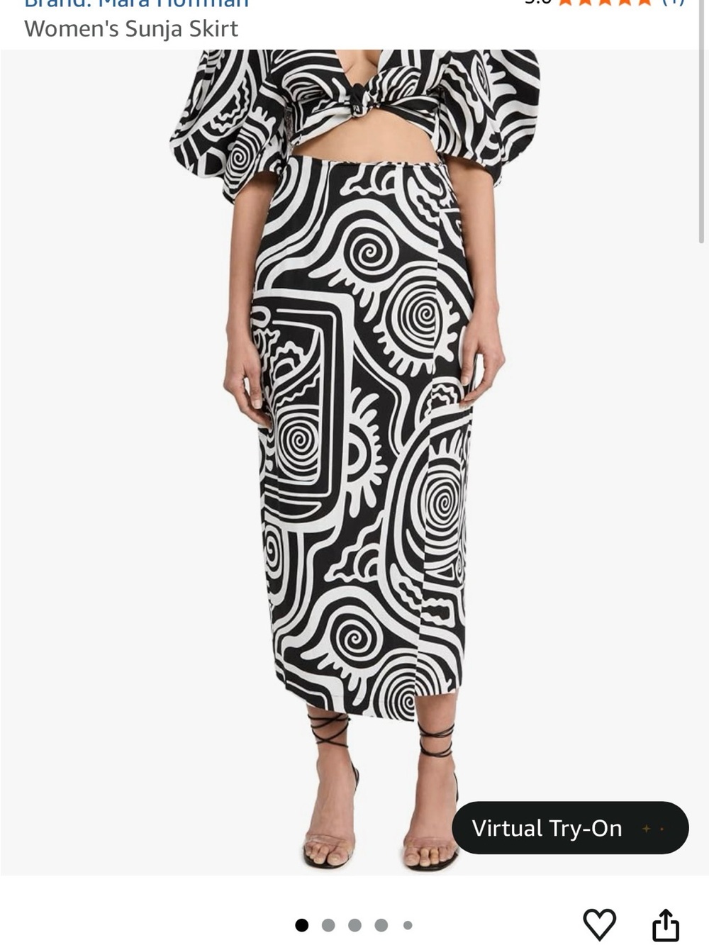 NWOT Mara Hoffman Black & White Graphic Faux Wrap Midi Skirt